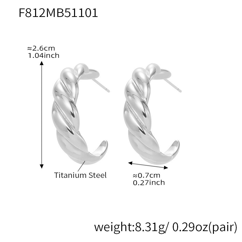 316L Stainless Steel C-Hoop Spiral Enamel Drop Earrings