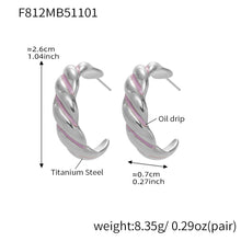 316L Stainless Steel C-Hoop Spiral Enamel Drop Earrings