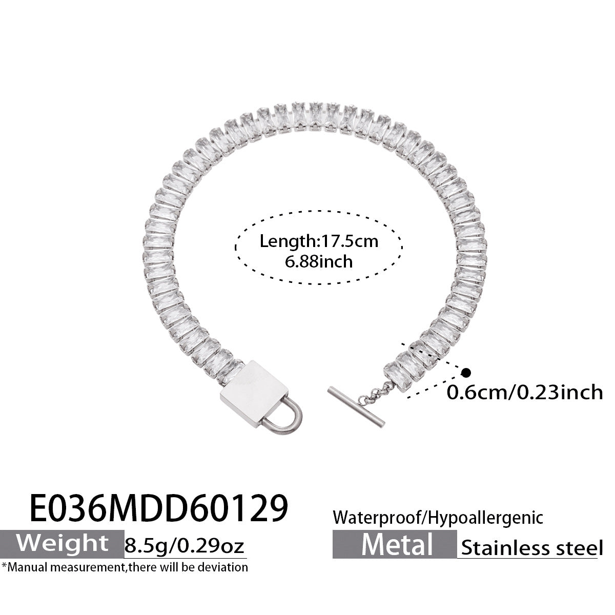 Elegant 316L stainless steel bracelet with simple lock design