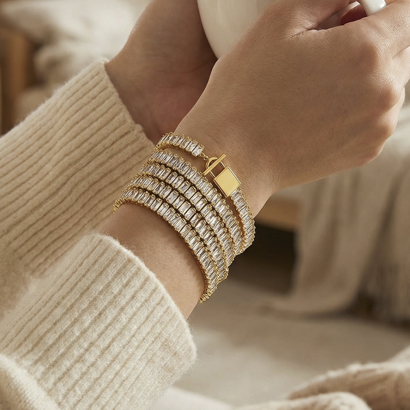 316L Stainless Steel 18K PVD Gold Simple Lock Bracelet made with 316L stainless steel and 18K PVD gold finish for wholesale jewelry buyers - image 3