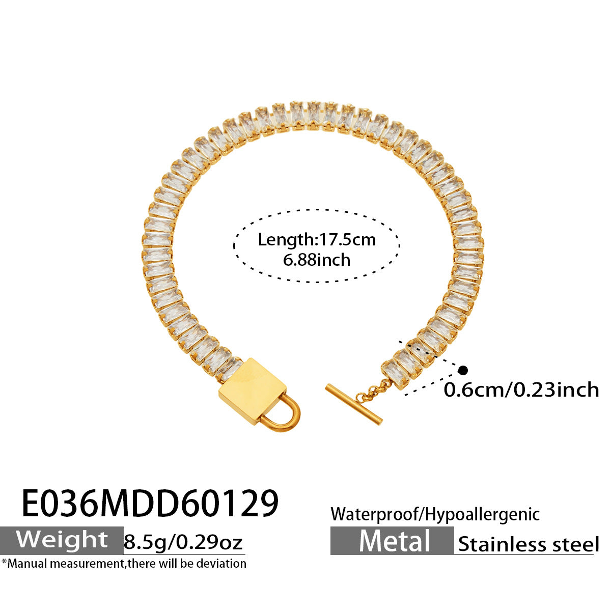 316L Stainless Steel 18K PVD Gold Simple Lock Bracelet made with 316L stainless steel and 18K PVD gold finish for wholesale jewelry buyers - image 6