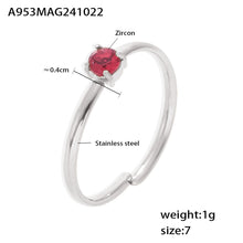 316L Stainless Steel Single Prong Zircon Open Adjustable Ring - Image 13