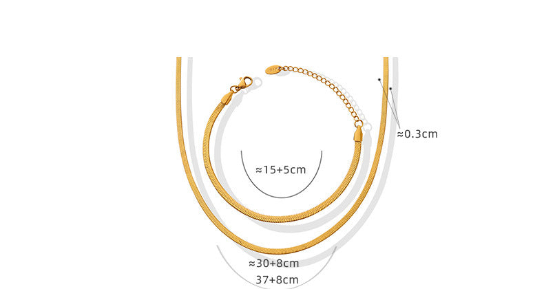 316L stainless steel Sleek Herringbone & Flat Chain Collection close-up detail view for wholesale necklace buyers