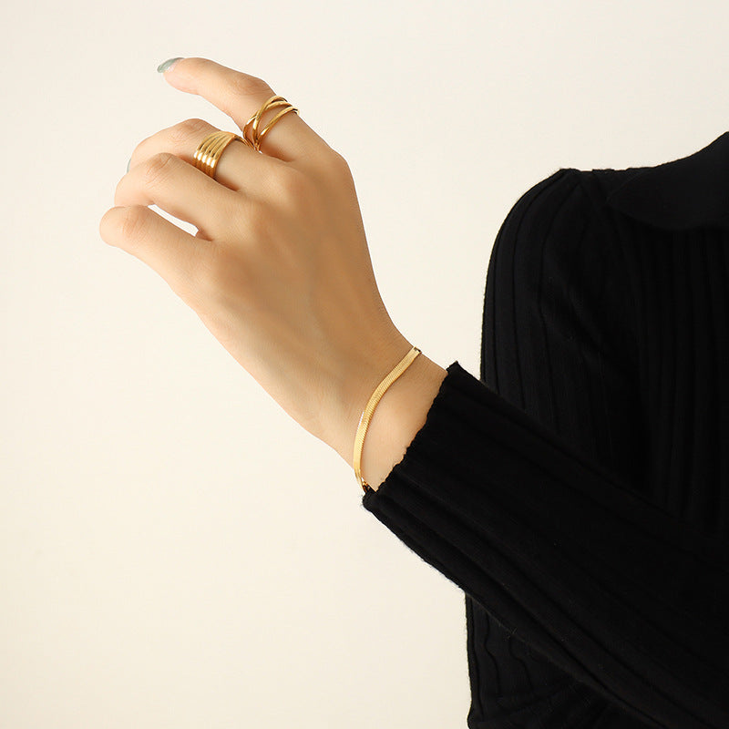 316L stainless steel Sleek Herringbone & Flat Chain Collection side detail view for wholesale necklace buyers