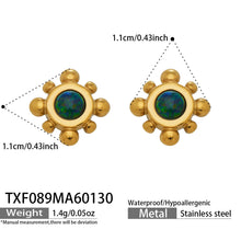 316L Stainless Steel Small Sunflower Natural Gemstone Stud Earrings - Image 4