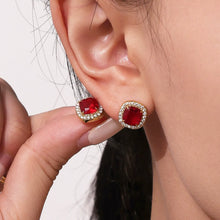 316L Stainless Steel Solitaire Square Red Zircon Jewelry Set - Image 4