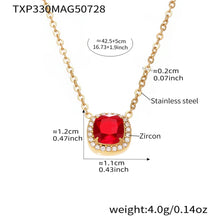 316L Stainless Steel Solitaire Square Red Zircon Jewelry Set - Image 7
