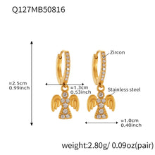 316L Stainless Steel Sparkling 5A Zircon Angel Dangle Hoop Earrings - Image 2