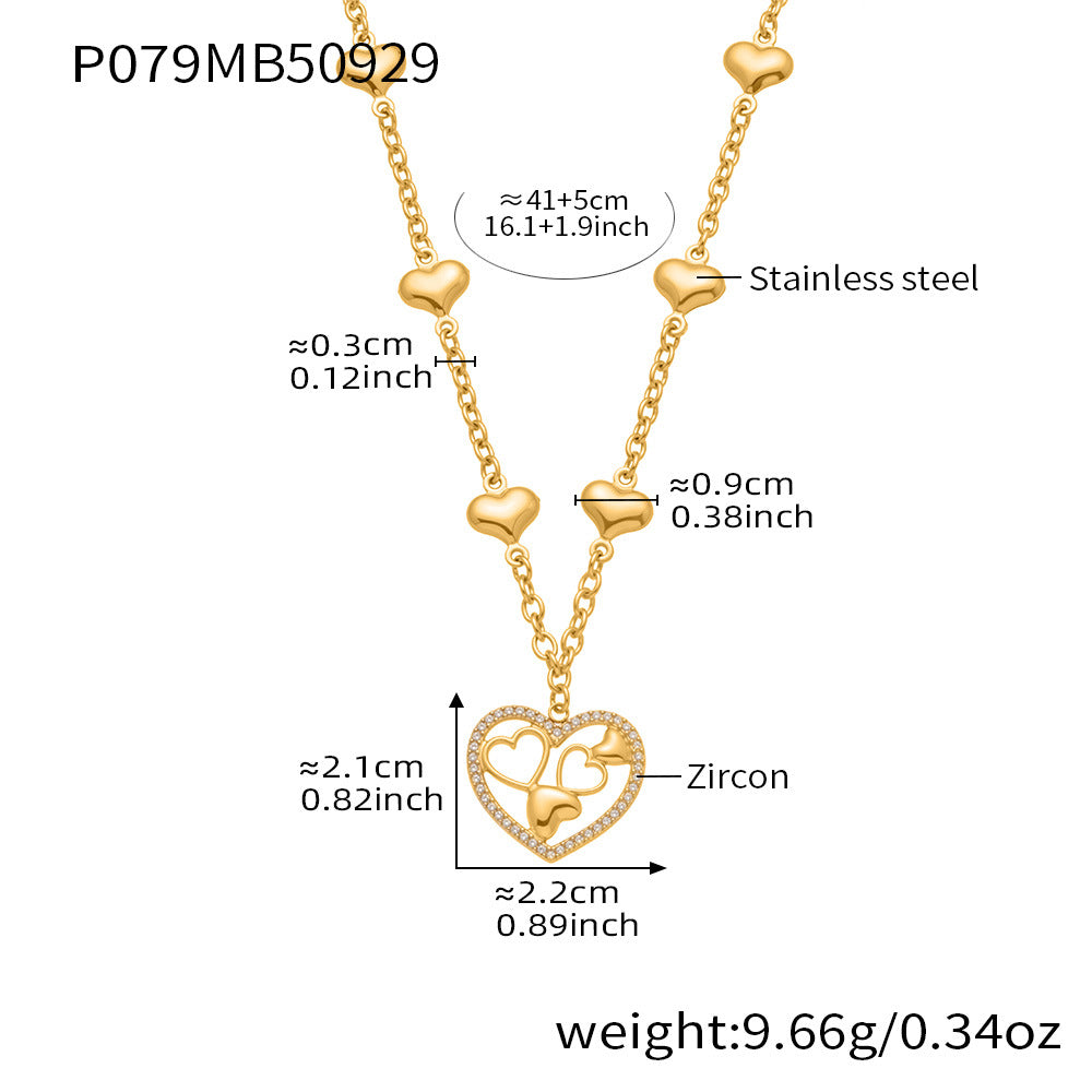 316L Stainless Steel Sparkling 5A Zircon Large Cut-Out Heart Pendant Necklace - Image 11