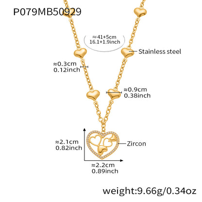 316L Stainless Steel Sparkling 5A Zircon Large Cut-Out Heart Pendant Necklace - Image 11