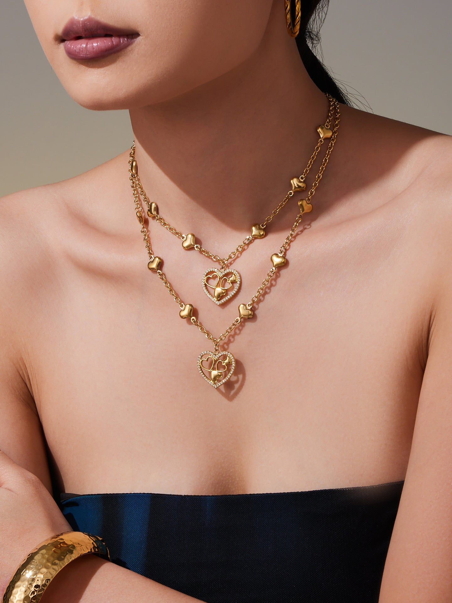 316L Stainless Steel Sparkling 5A Zircon Large Cut-Out Heart Pendant Necklace - Image 5