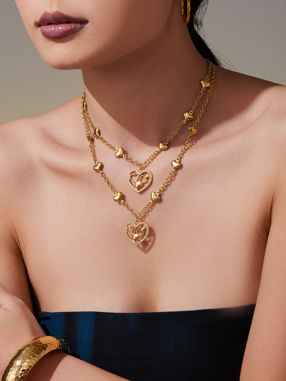 316L Stainless Steel Sparkling 5A Zircon Large Cut-Out Heart Pendant Necklace - Image 5