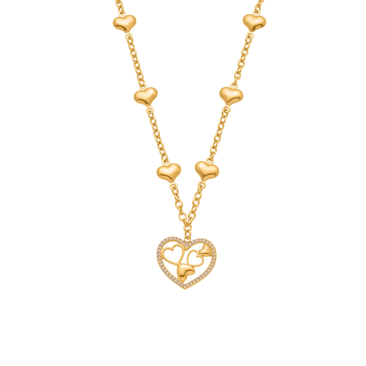 316L Stainless Steel Sparkling 5A Zircon Large Cut-Out Heart Pendant Necklace - Image 6