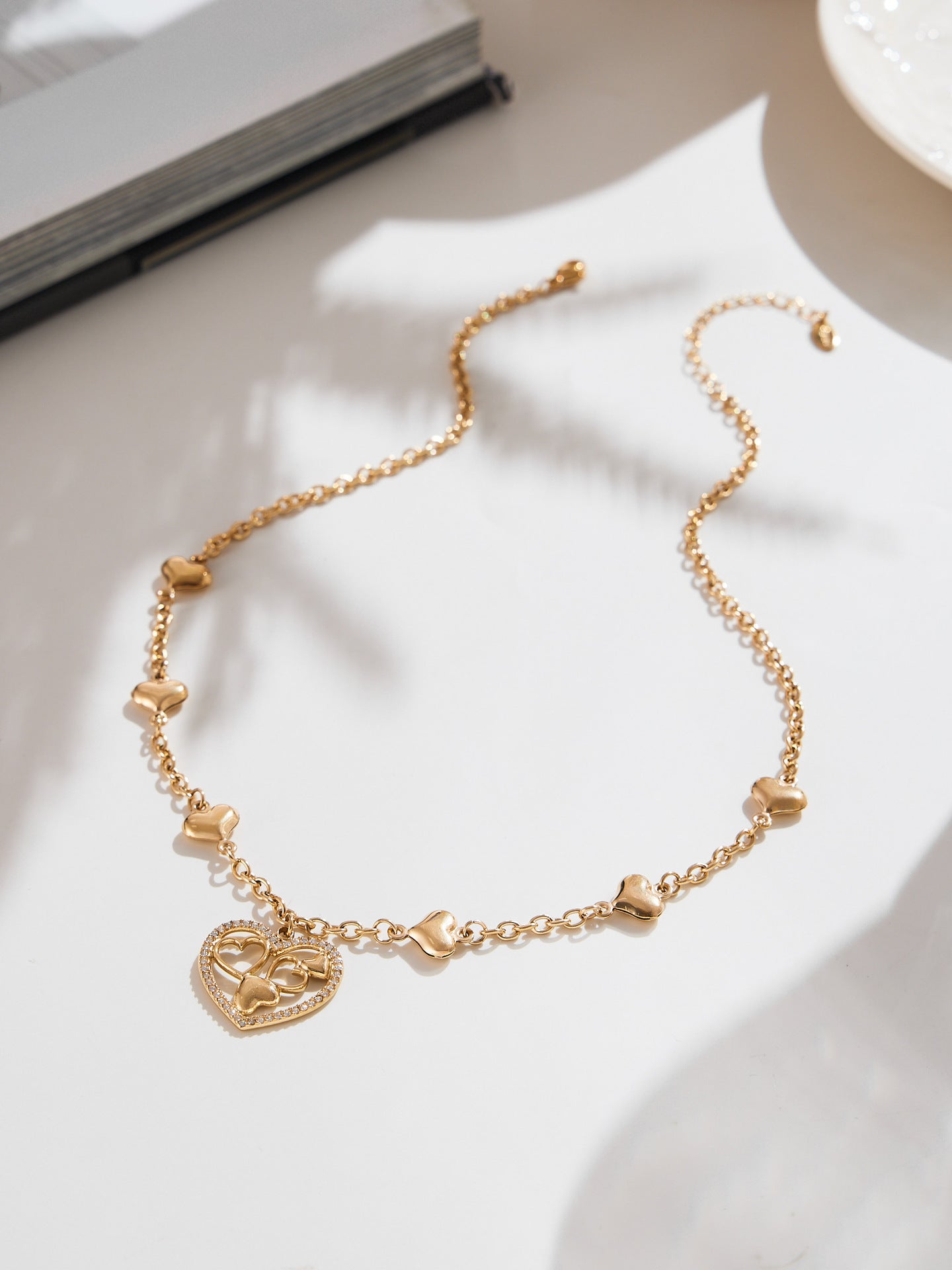 316L Stainless Steel Sparkling 5A Zircon Large Cut-Out Heart Pendant Necklace - Image 8