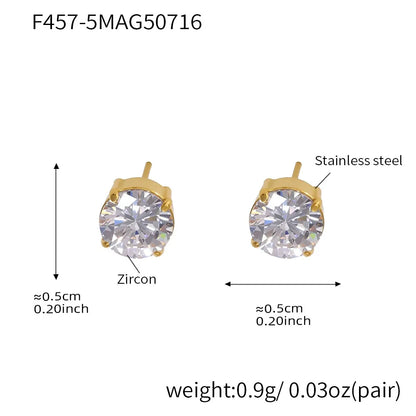 316L Stainless Steel Sparkling 5A Zircon Minimalist Claw-Set Ear Studs - Image 10