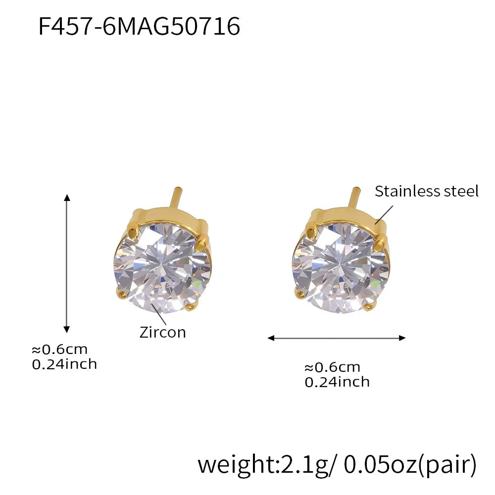 316L stainless steel Sparkling 5A Zircon Minimalist Claw-Set Ear Studs close-up detail view for wholesale earrings buyers