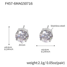 316L stainless steel Sparkling 5A Zircon Minimalist Claw-Set Ear Studs flat lay display for wholesale earrings buyers