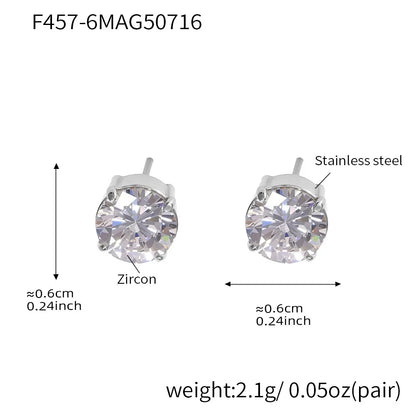 316L Stainless Steel Sparkling 5A Zircon Minimalist Claw-Set Ear Studs - Image 13