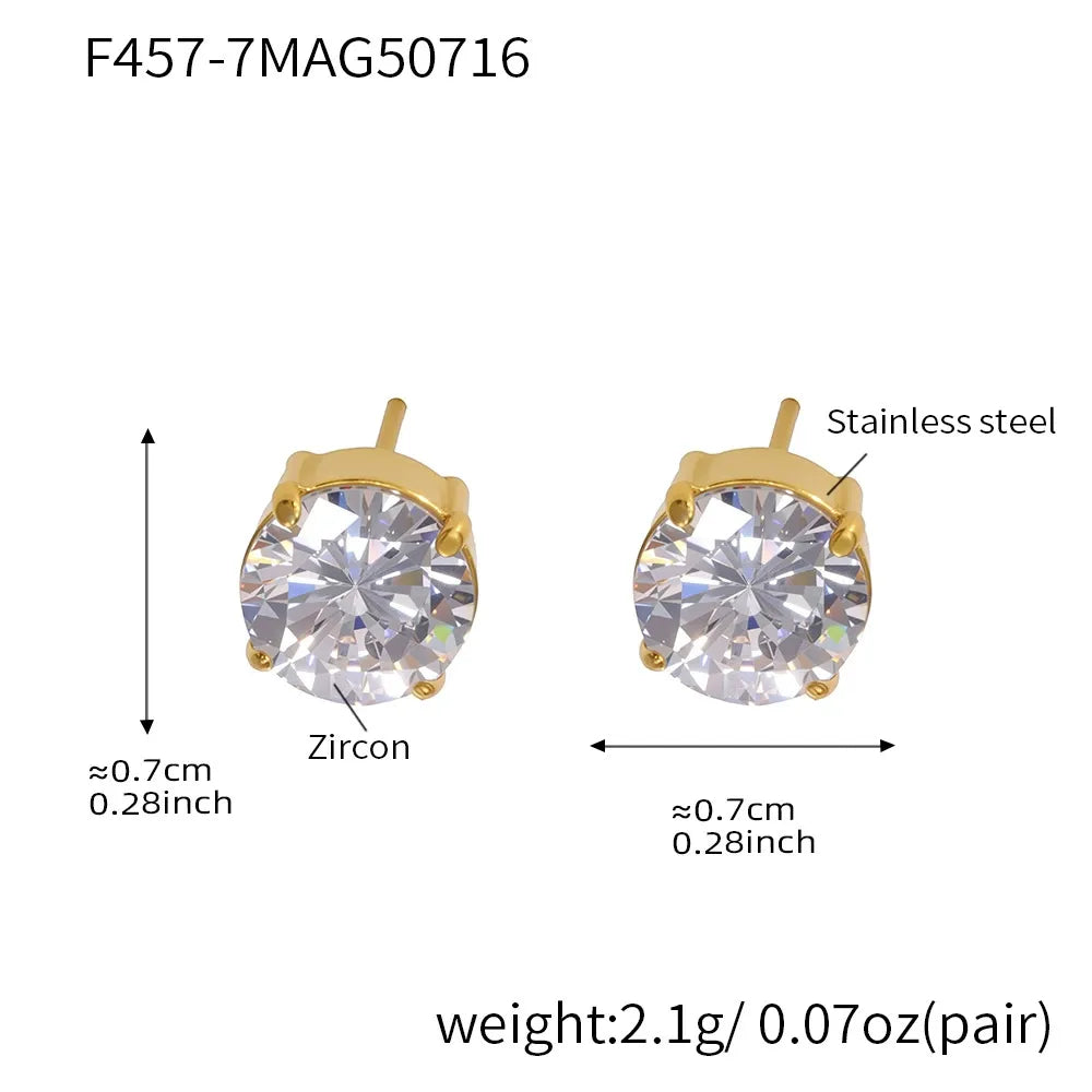 316L stainless steel Sparkling 5A Zircon Minimalist Claw-Set Ear Studs product card view for wholesale earrings buyers