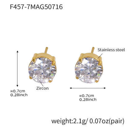316L Stainless Steel Sparkling 5A Zircon Minimalist Claw-Set Ear Studs - Image 14