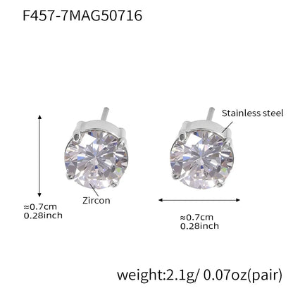 316L Stainless Steel Sparkling 5A Zircon Minimalist Claw-Set Ear Studs - Image 15