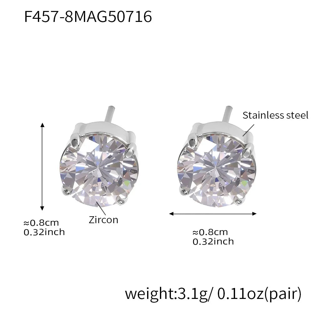 316L Stainless Steel Sparkling 5A Zircon Minimalist Claw-Set Ear Studs - Image 17