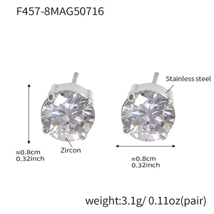 316L Stainless Steel Sparkling 5A Zircon Minimalist Claw-Set Ear Studs - Image 17