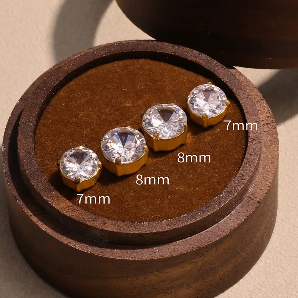 316L stainless steel Sparkling 5A Zircon Minimalist Claw-Set Ear Studs close-up detail view for wholesale earrings buyers
