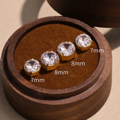 316L Stainless Steel Sparkling 5A Zircon Minimalist Claw-Set Ear Studs - Image 4