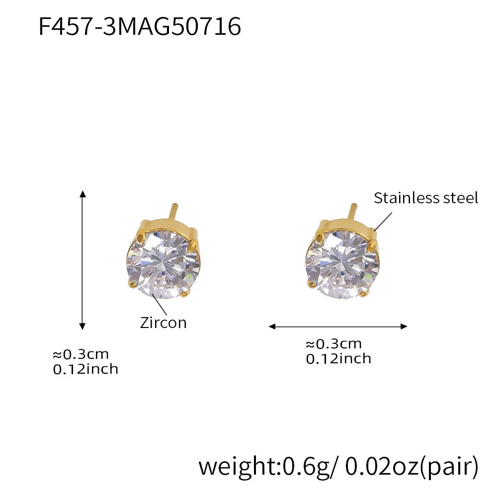 316L stainless steel Sparkling 5A Zircon Minimalist Claw-Set Ear Studs product card view for wholesale earrings buyers