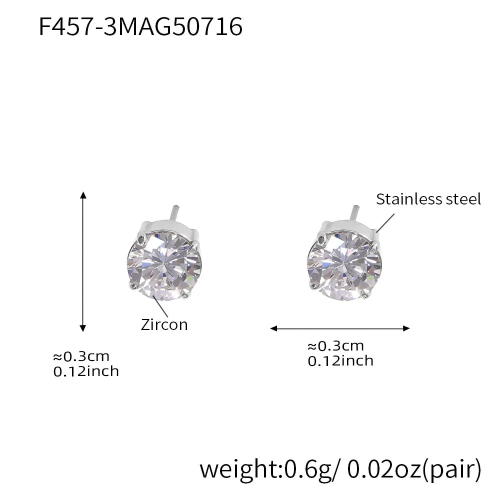 316L stainless steel Sparkling 5A Zircon Minimalist Claw-Set Ear Studs color option display for wholesale earrings buyers
