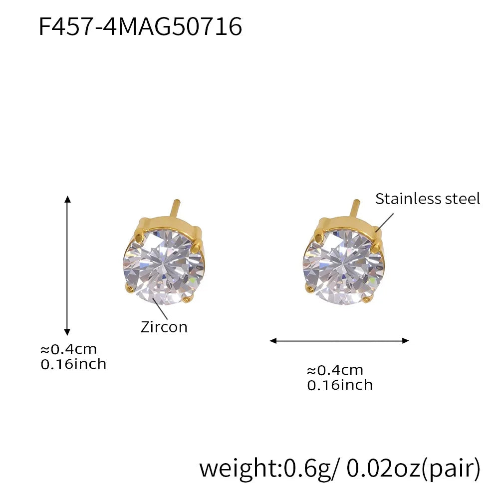 316L stainless steel Sparkling 5A Zircon Minimalist Claw-Set Ear Studs side detail view for wholesale earrings buyers