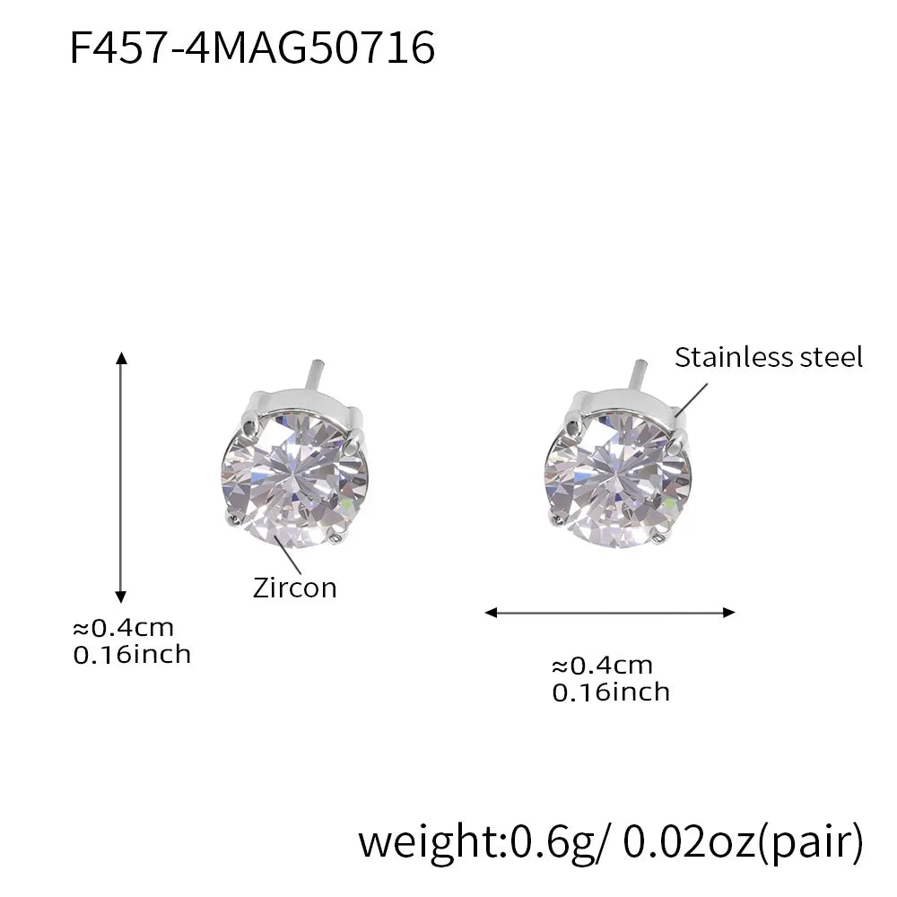 316L Stainless Steel Sparkling 5A Zircon Minimalist Claw-Set Ear Studs - Image 9