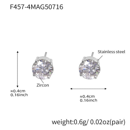 316L Stainless Steel Sparkling 5A Zircon Minimalist Claw-Set Ear Studs - Image 9
