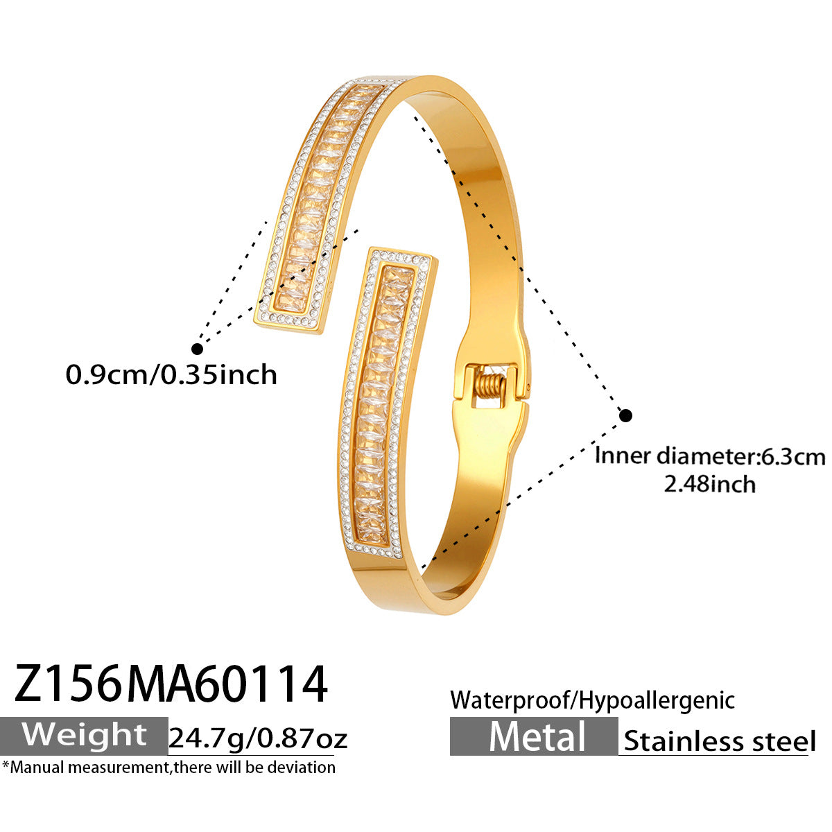 316L Stainless Steel Sparkling 5A Zircon Pavé & Enamel Daisy Bracelet Set - Image 1