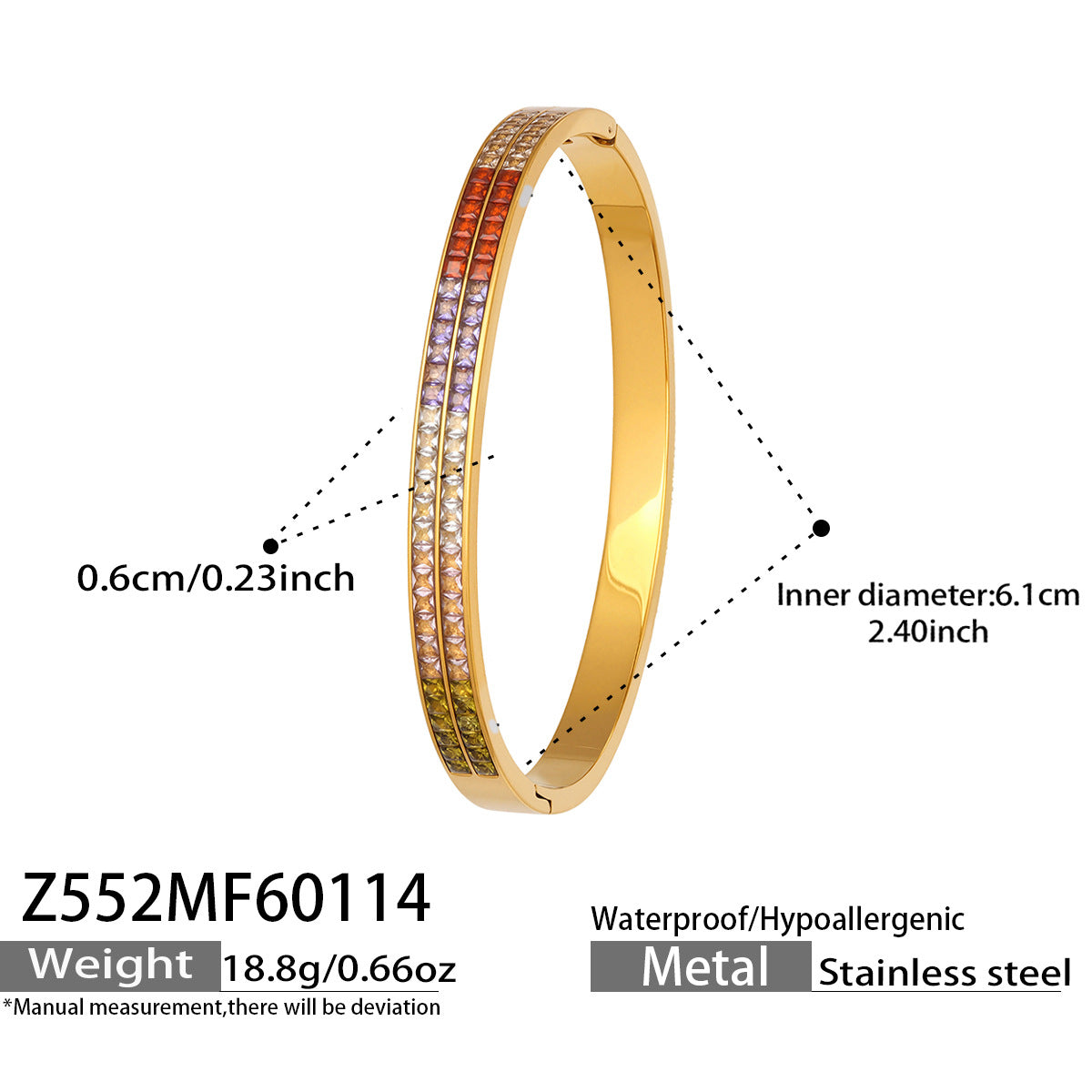 316L Stainless Steel Sparkling 5A Zircon Pavé & Enamel Daisy Bracelet Set - Image 11