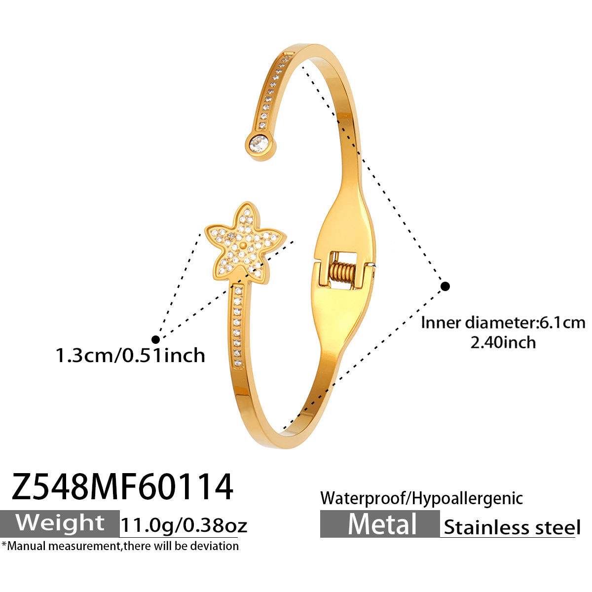 316L Stainless Steel Sparkling 5A Zircon Pavé & Enamel Daisy Bracelet Set - Image 12