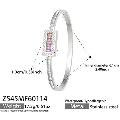 316L Stainless Steel Sparkling 5A Zircon Pavé & Enamel Daisy Bracelet Set - Image 14