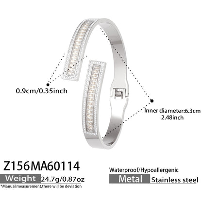 316L Stainless Steel Sparkling 5A Zircon Pavé & Enamel Daisy Bracelet Set - Image 6