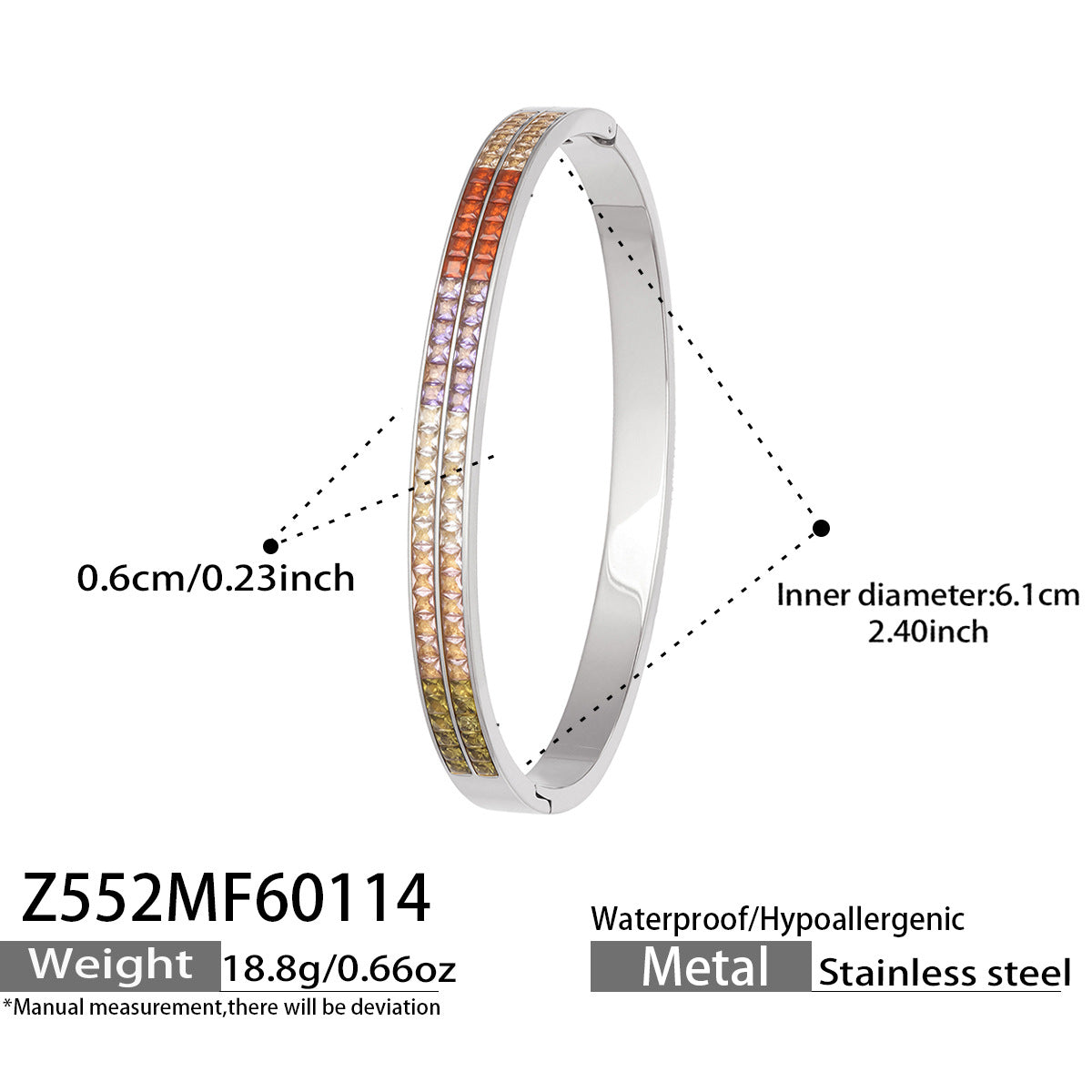 316L Stainless Steel Sparkling 5A Zircon Pavé & Enamel Daisy Bracelet Set - Image 7