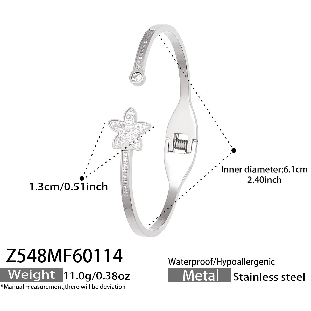 316L Stainless Steel Sparkling 5A Zircon Pavé & Enamel Daisy Bracelet Set - Image 8