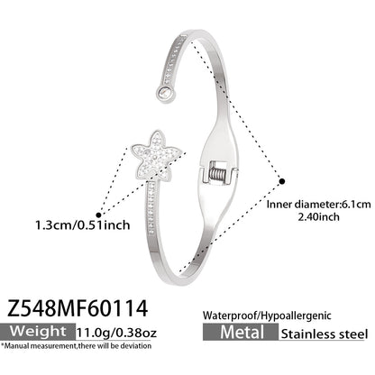 316L Stainless Steel Sparkling 5A Zircon Pavé & Enamel Daisy Bracelet Set - Image 8