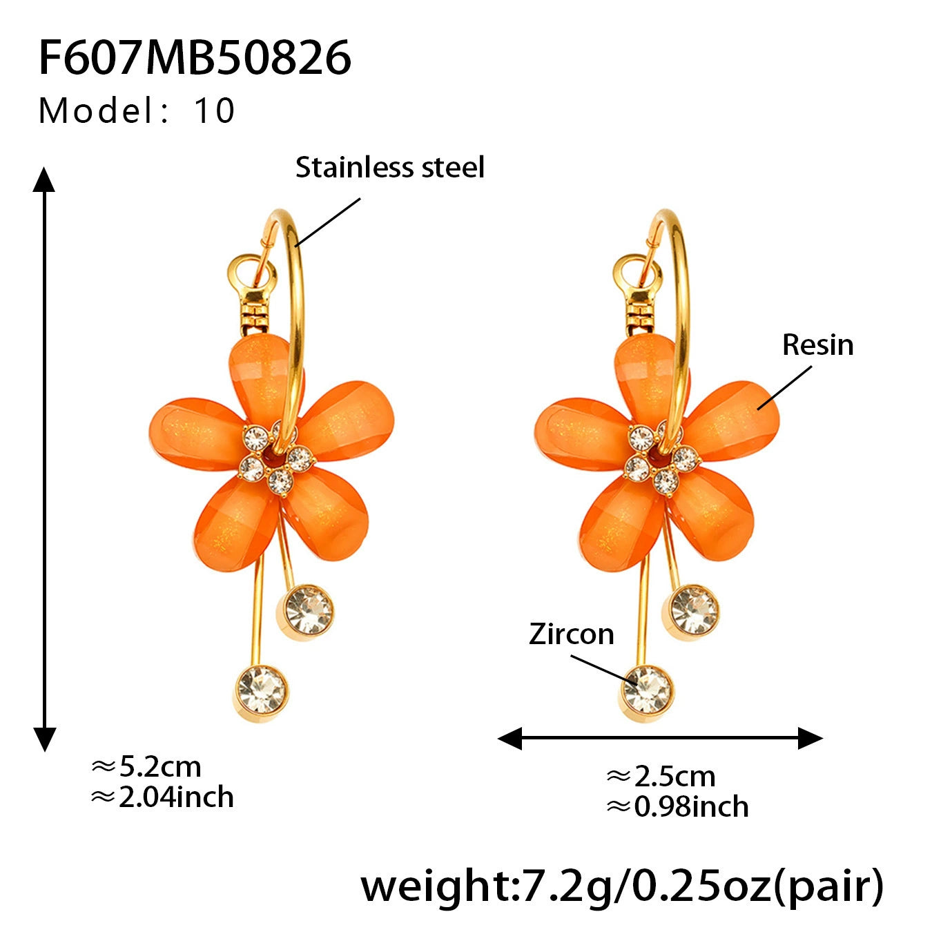 316L Stainless Steel Sparkling Camellia Tassel Hoop Earrings - Image 1