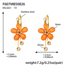 316L Stainless Steel Sparkling Camellia Tassel Hoop Earrings - Image 1