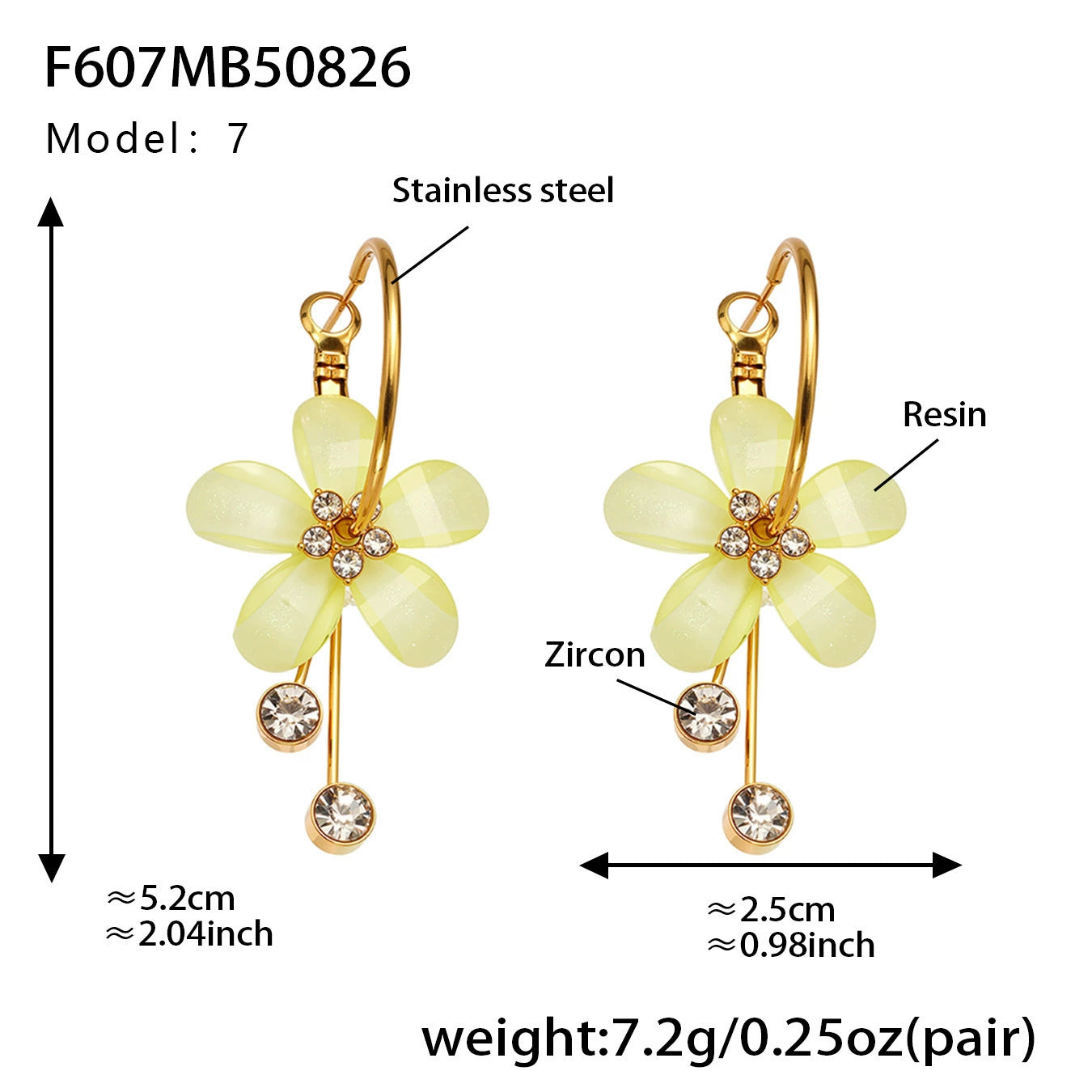 316L Stainless Steel Sparkling Camellia Tassel Hoop Earrings - Image 12