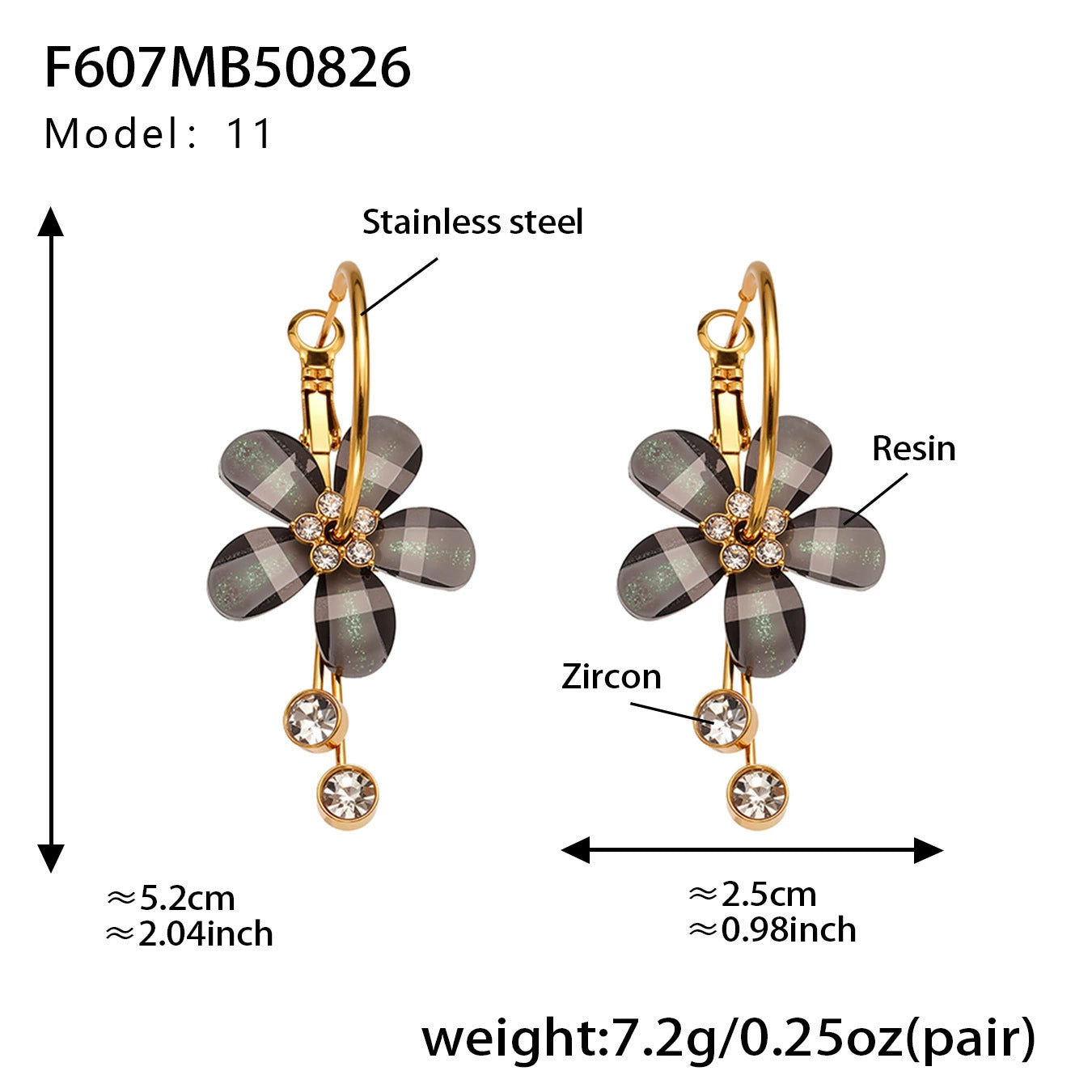 316L Stainless Steel Sparkling Camellia Tassel Hoop Earrings - Image 13