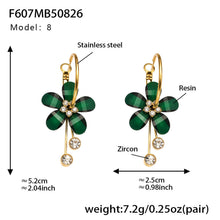 316L Stainless Steel Sparkling Camellia Tassel Hoop Earrings - Image 2
