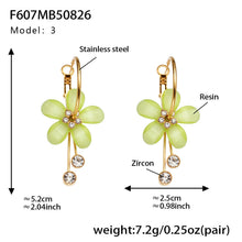 316L Stainless Steel Sparkling Camellia Tassel Hoop Earrings - Image 3