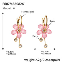 316L Stainless Steel Sparkling Camellia Tassel Hoop Earrings - Image 4