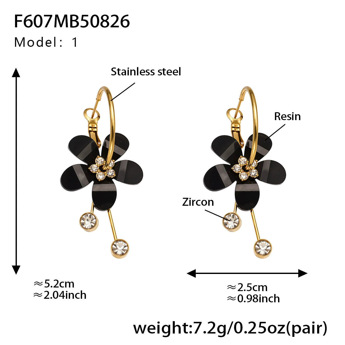 316L Stainless Steel Sparkling Camellia Tassel Hoop Earrings - Image 5
